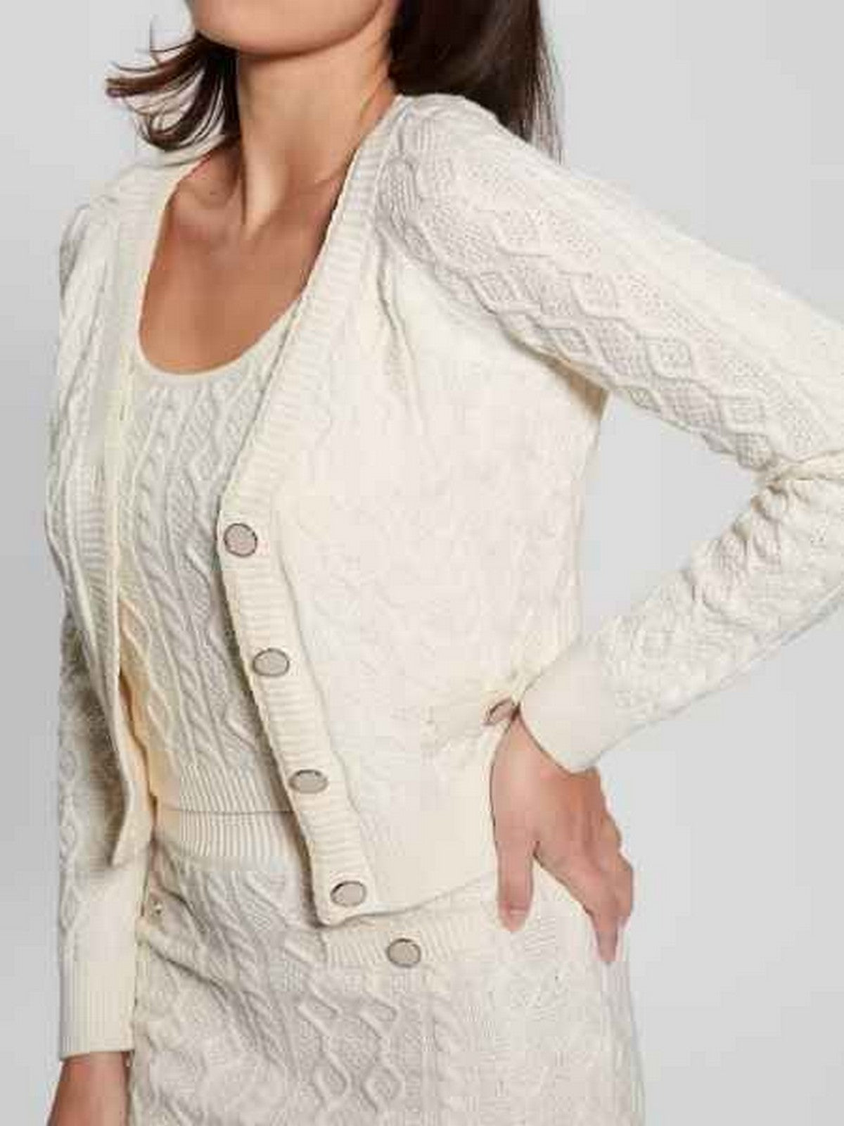 GUESS Cardigan Donna ISABELLE LS VN CARDI SWTR W4YR22 Z37L1 G012 Bianco