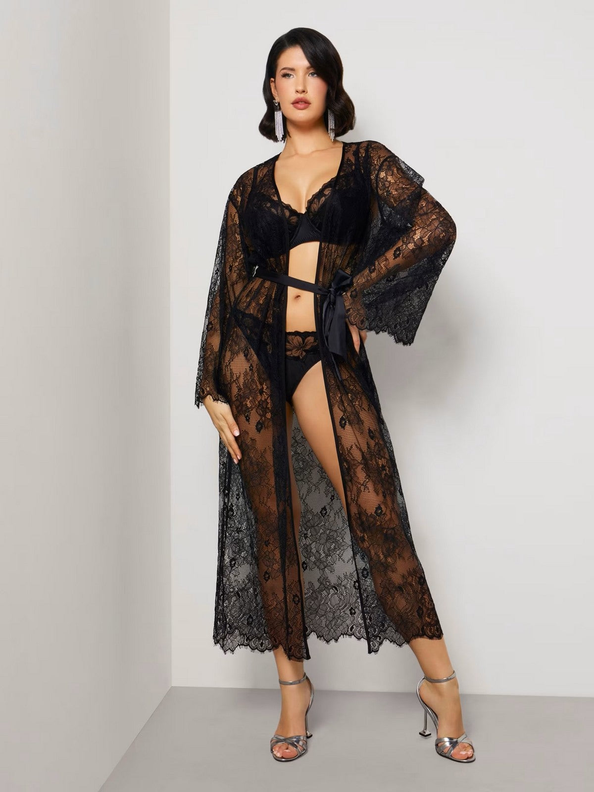 GUESS BEACHWEAR Abito Donna Long Kimono O4GX10 KC9S0 JBLK Nero