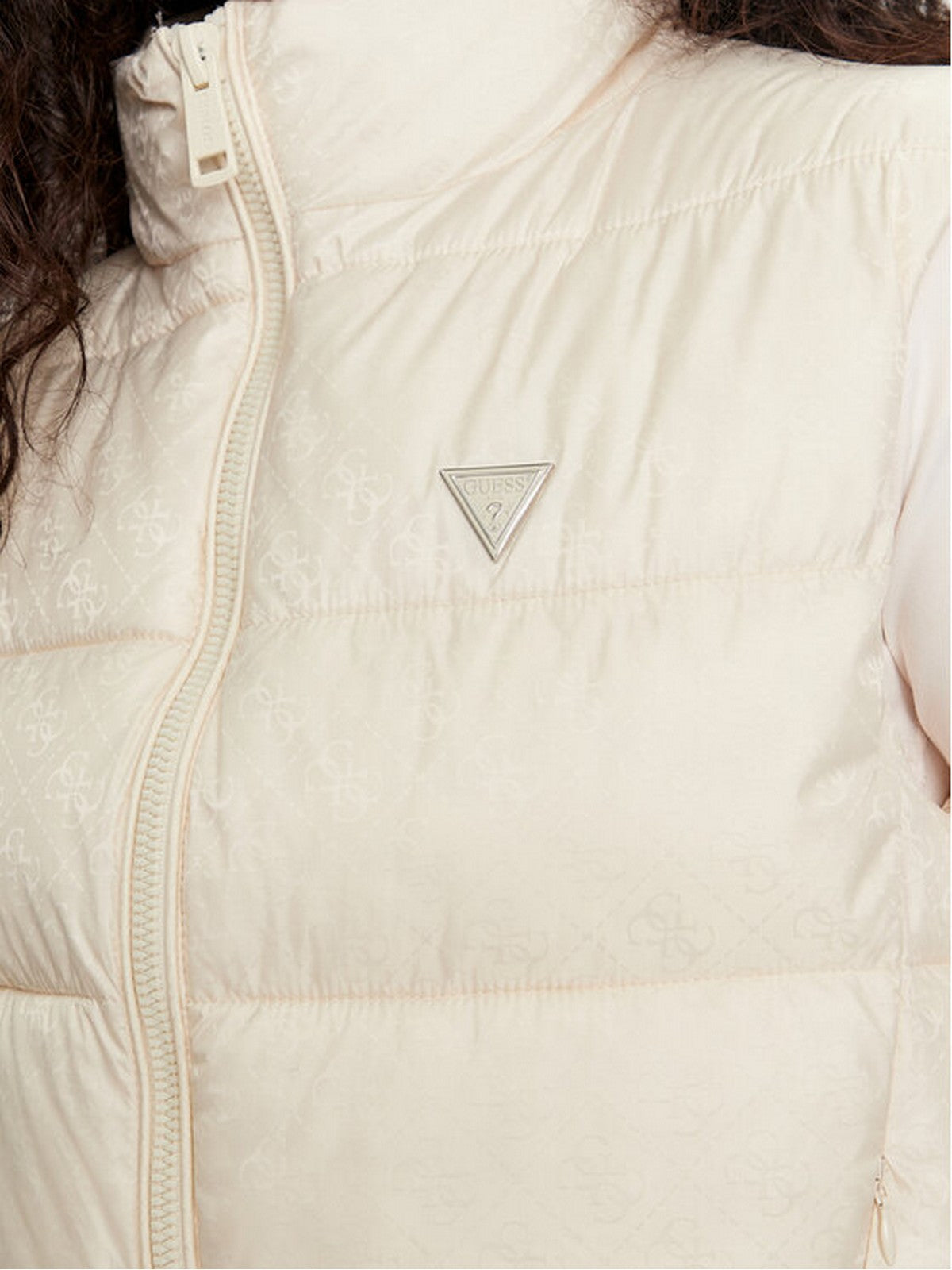 GUESS Gilet Donna NEW 4G LOGO PADDED VEST W4YL15 WGAL2 G1E0 Beige