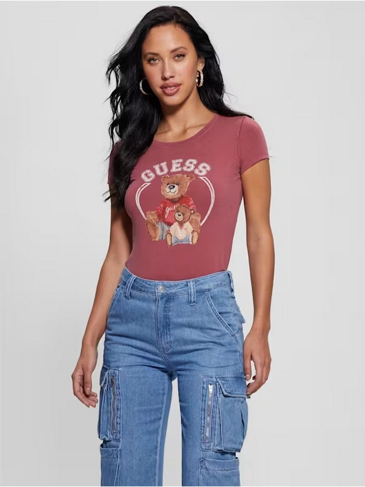GUESS T-Shirt e Polo Donna Ss Varsity Bear Logo W4RI87 K49A1 F5F5 Rosso