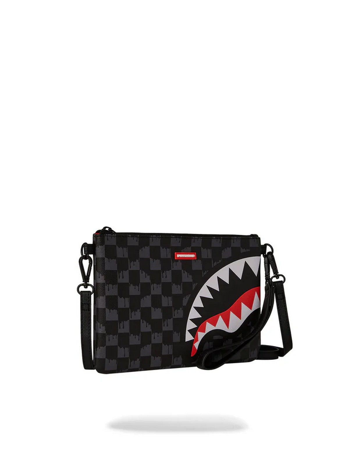 SPRAYGROUND Pochette Uomo DRIP CHECK SHARK CROSS CLUTCH STRAP 910B6571NSZ Nero