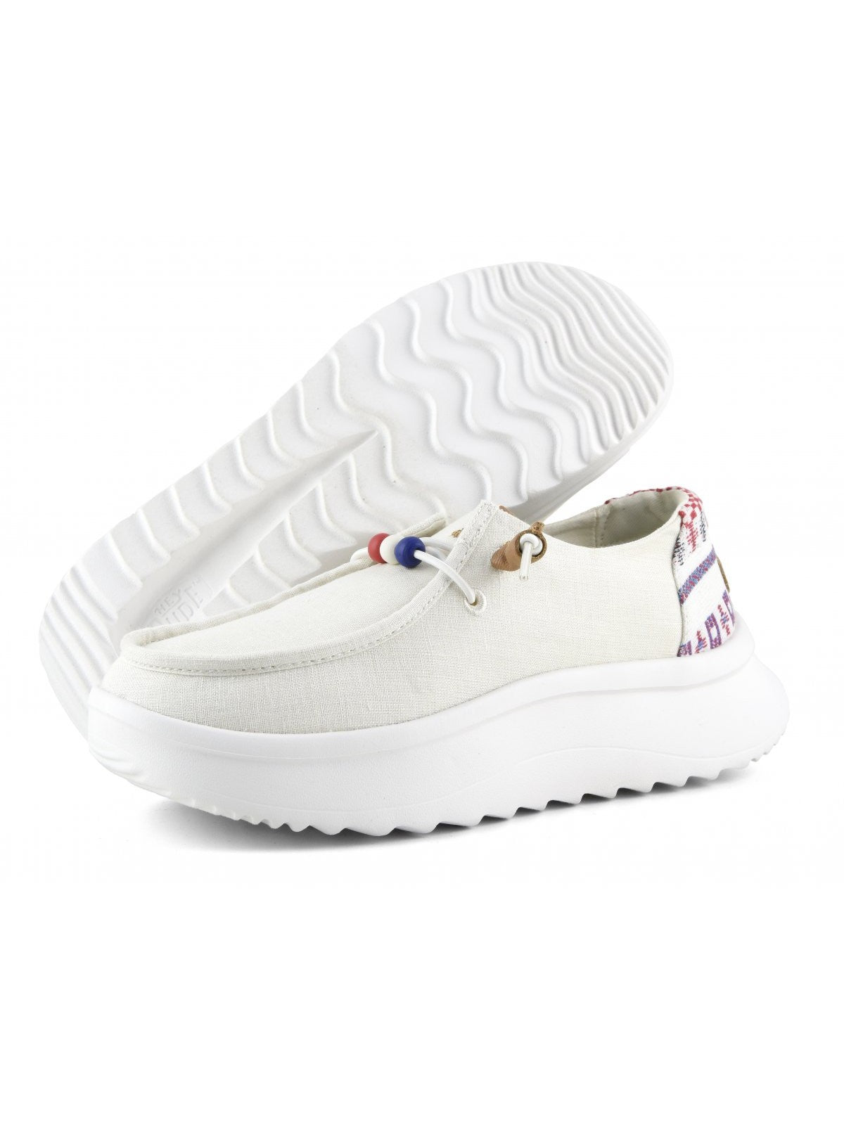 HEY DUDE Mocassino Donna Wendy Peak Baja Stripe HD.40739 100 Bianco