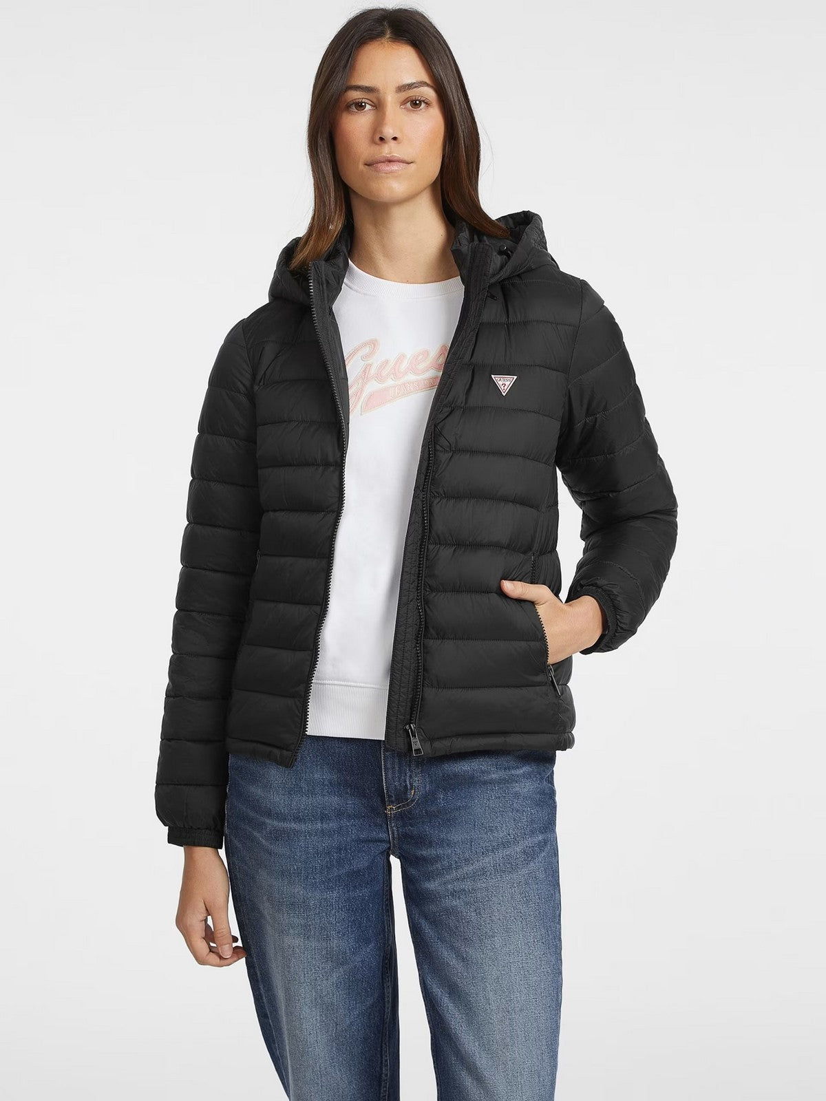 GUESS Piumino Donna GJ HOODED PUFFER W4YL00 WG922 JBLK Nero