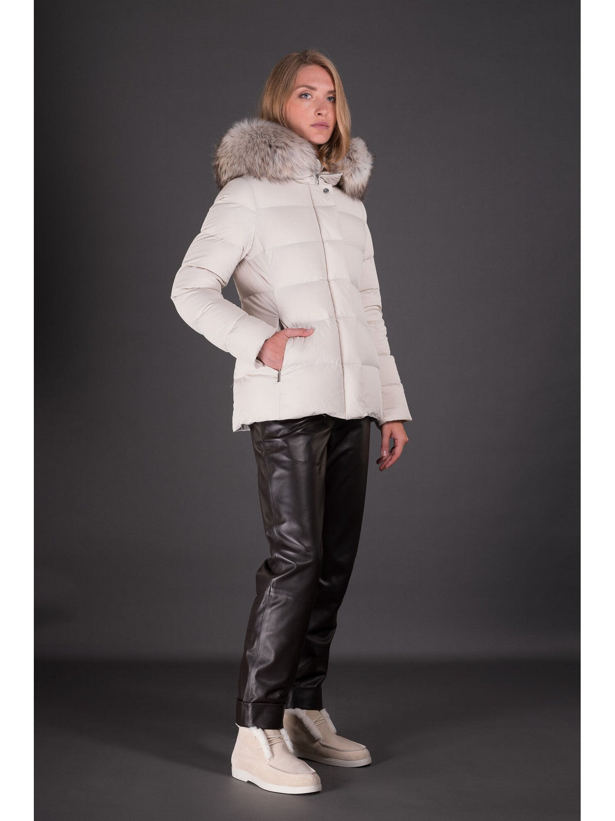 MOORER Piumino Donna Kilie-fur-kn MODGI100891 U0119 Avorio